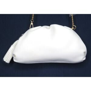 New UNDERSTATED LEATHER x CURATEUR Cream Vegan Leather Clutch Cocktail Bag